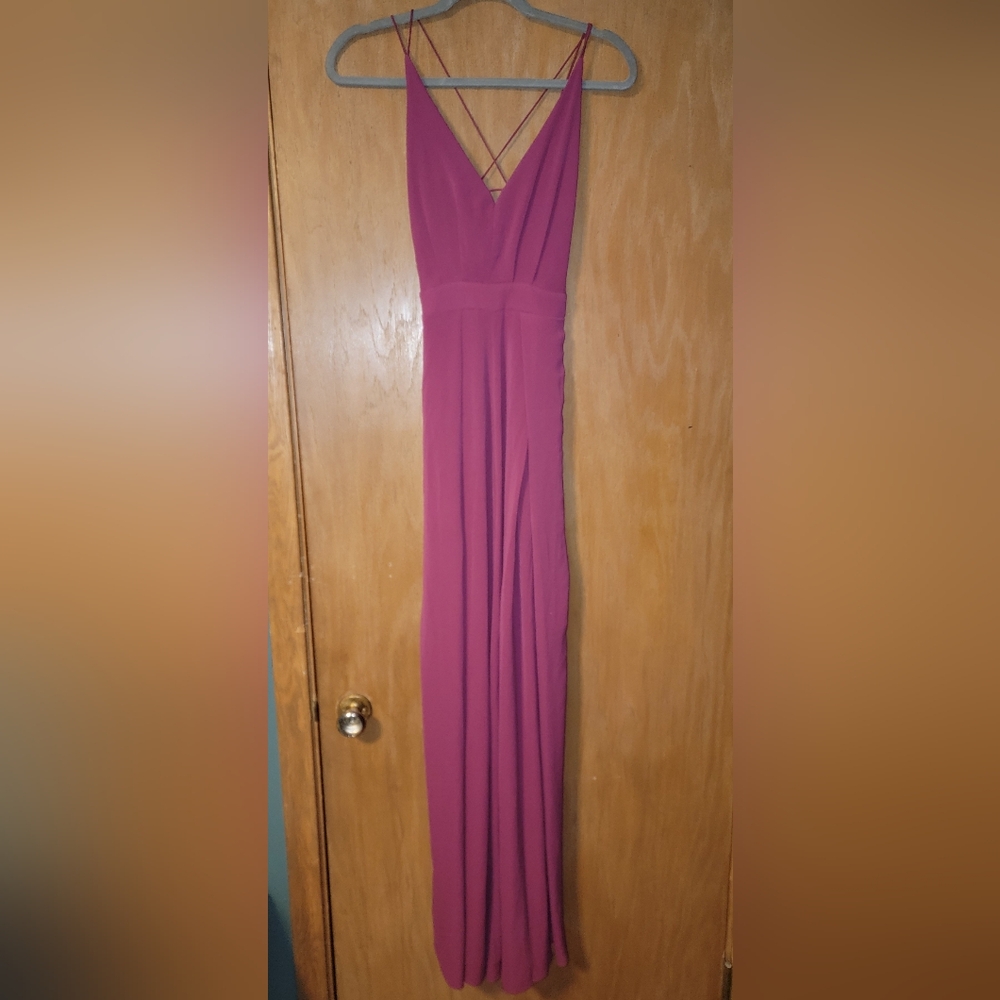 Lulu's Hype Dream Magenta Backless Wide-Leg Jumpsuit